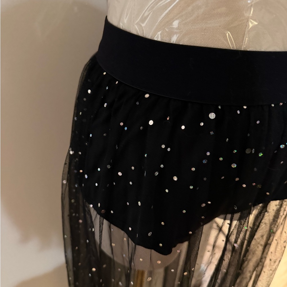Sequin Sheer Black Maxi Skirt - Picture 3 of 6
